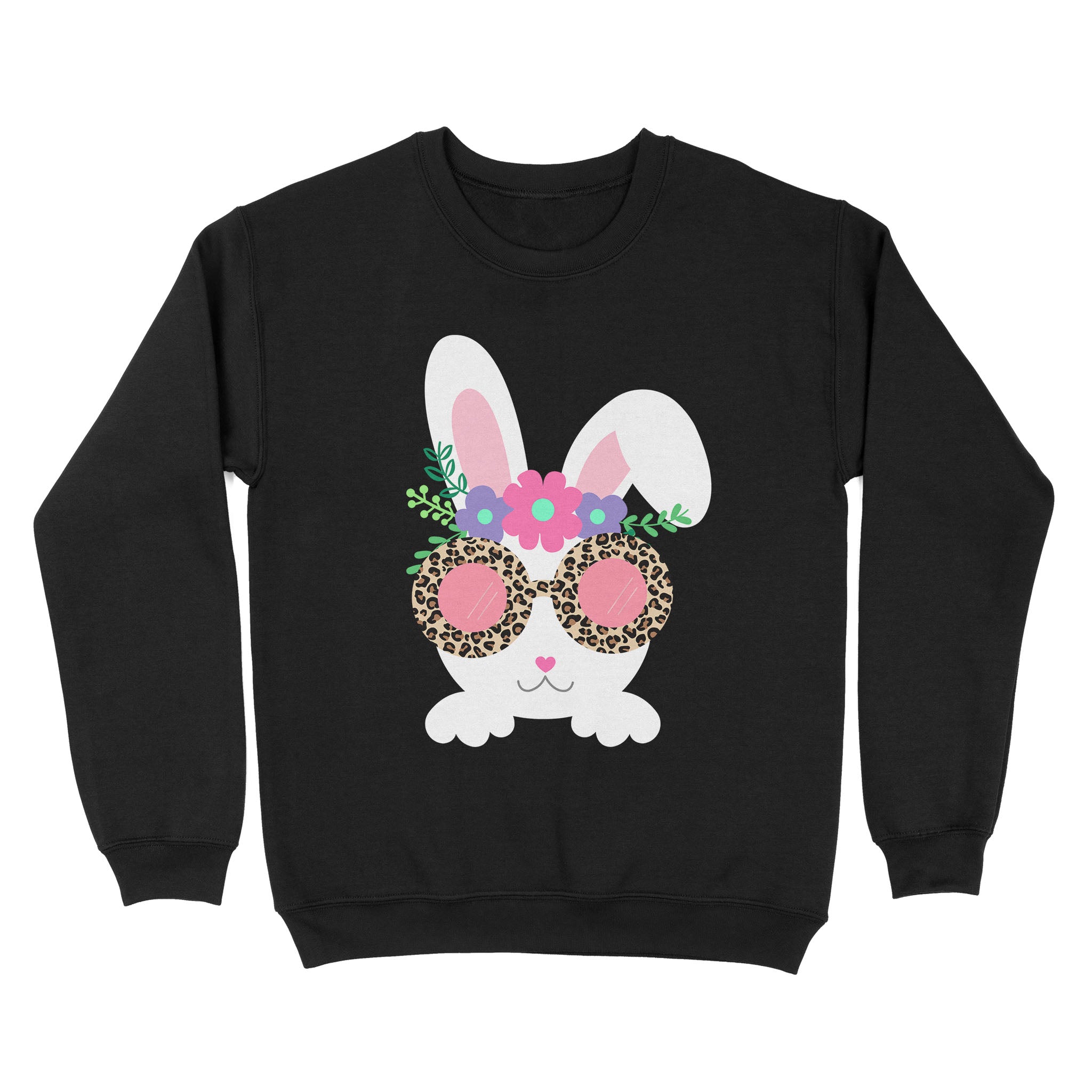 Dng Fashion ‘S Bunny Face Leopart Print Easter Basket Stuffer For Teen Girl – Standard Crew Neck Sweatshirt