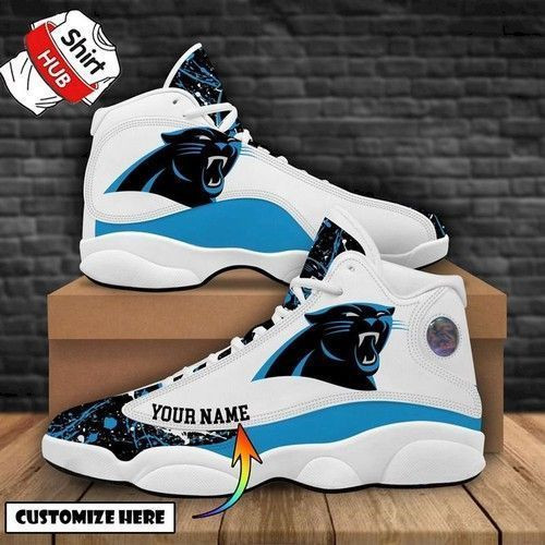 Carolina Panthers Football Team Logo Personalized Air Jordan 13 Printing Shoes Sneaker