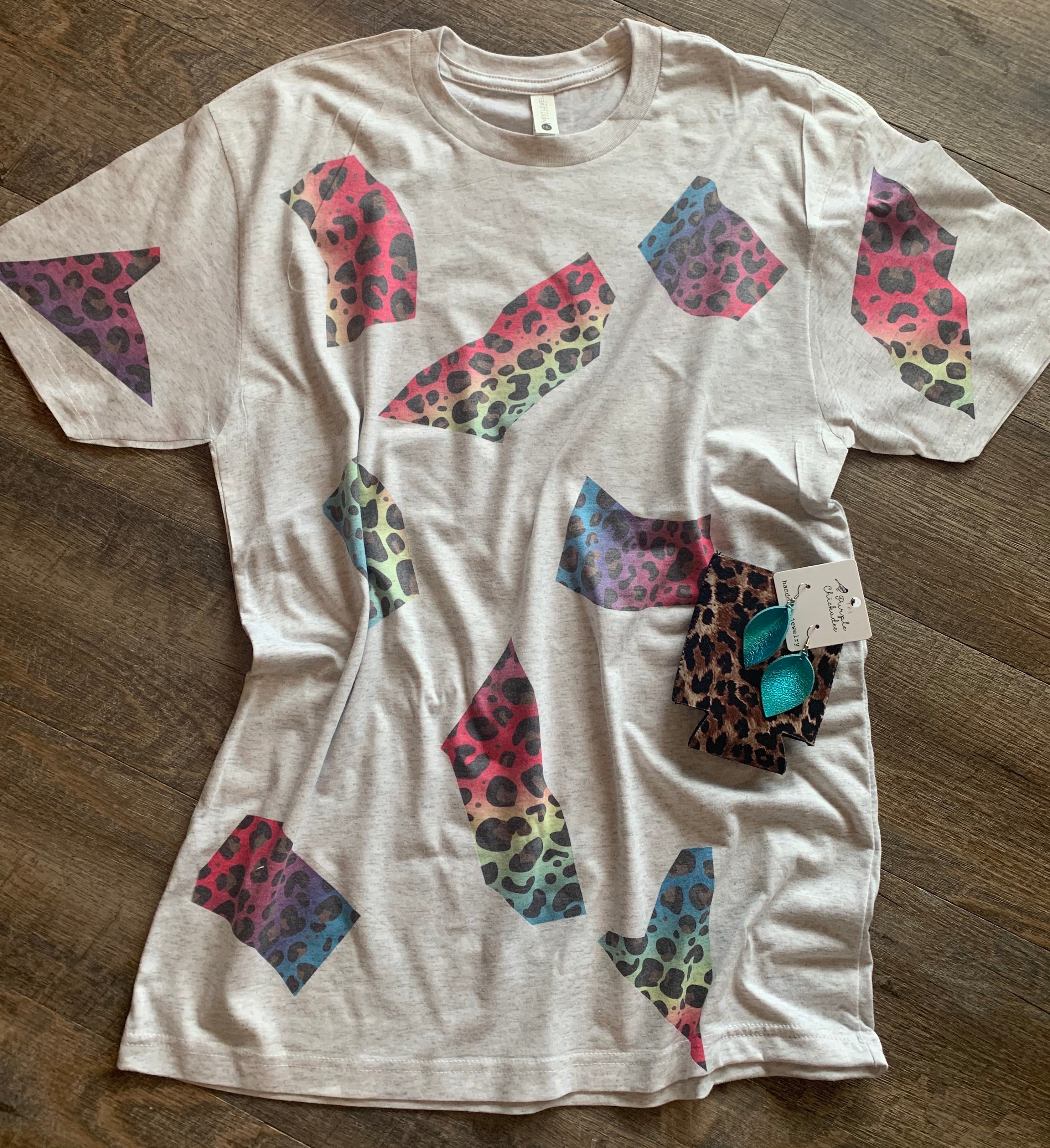 Neon Leopard Graphic Tee Long Sleeve Crew Or Hoodie