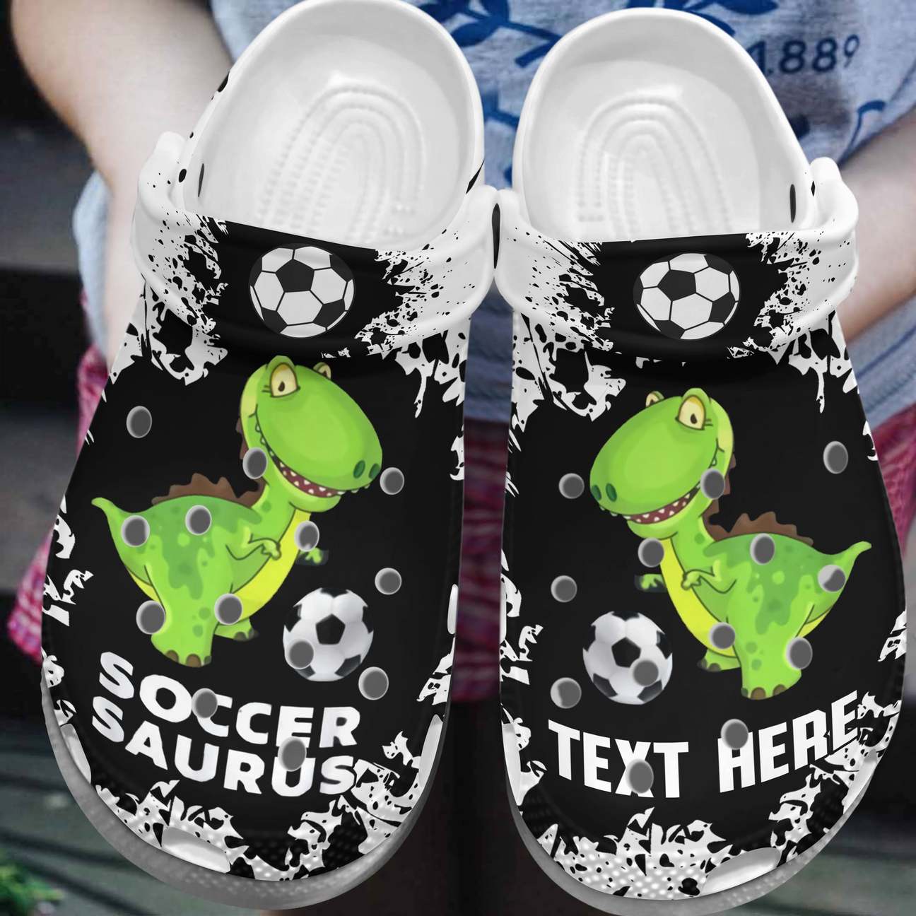 Dinosaur Personalized Clog, Custom Name, Text, Color, Number Fashion Style For Women, Men, Kid, Print 3D Soccer Dino