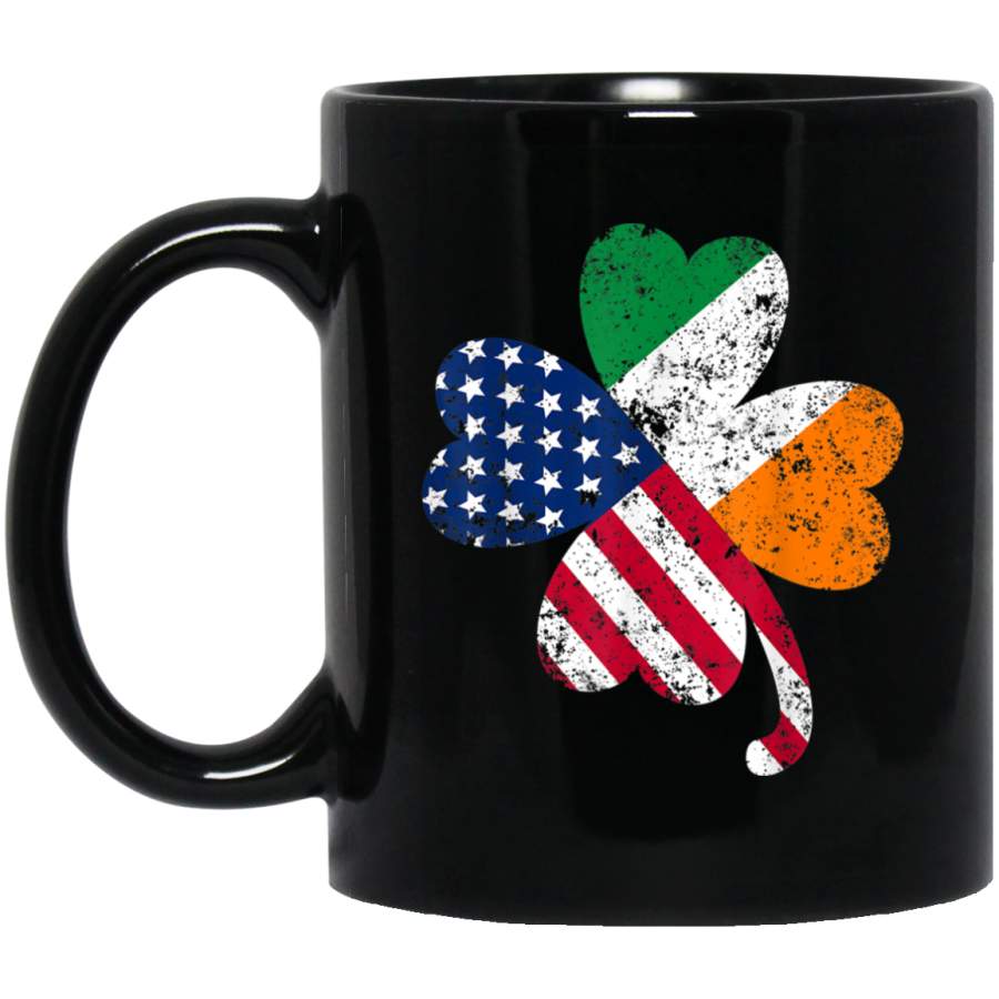 Irish American Flag Shamrock Vintage Distressed Mug