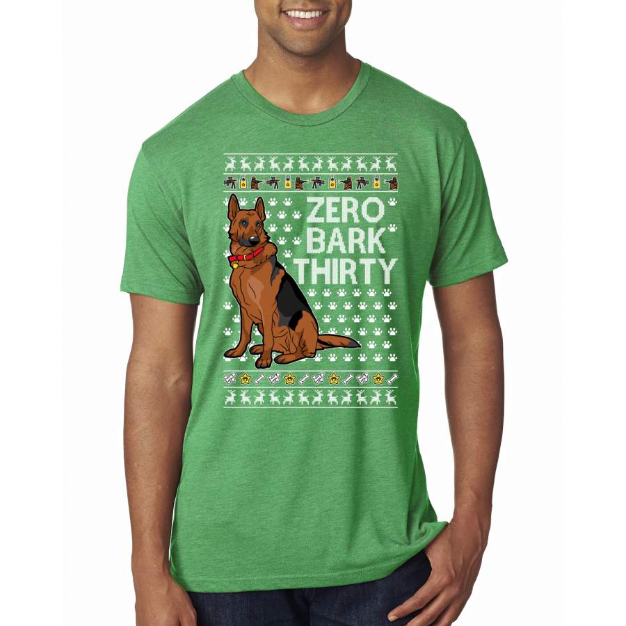 Zero Bark Thirty Funny Dog Xmas Ugly Christmas Mens Premium Tri Blend T-Shirt