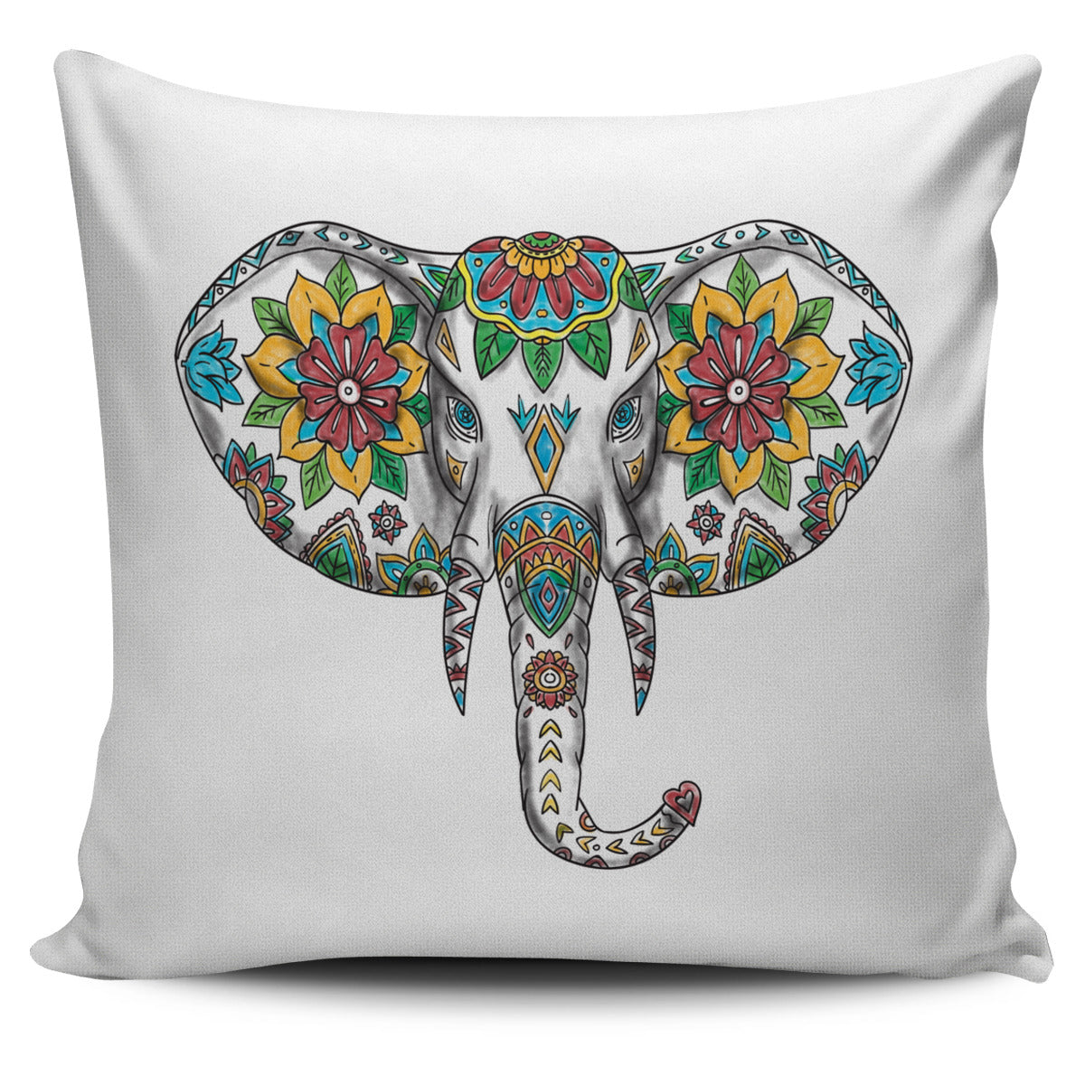 Floral Elephant Pillow Cover