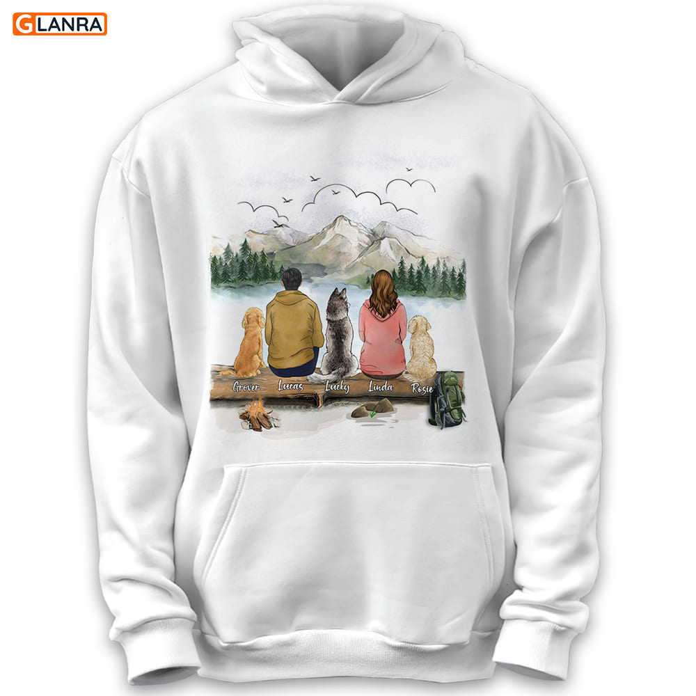 Couple And Dogs Camping In Lake Personalized Hoodie