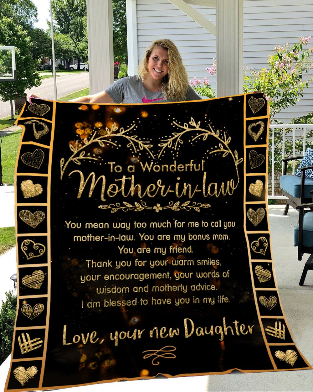 To A Wonderful Mother-In-Law Love Your New Daughter Blanket Gift From Daughter-In-Law Birthday Gift Home Decor Bedding Couch Sofa Soft And Comfy Cozy