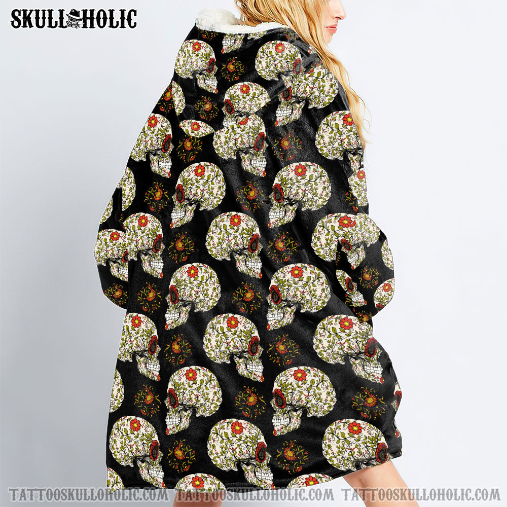 Tshirt2d Skull Flower Sherpa Blanket Hoodie – Tlnz1301221