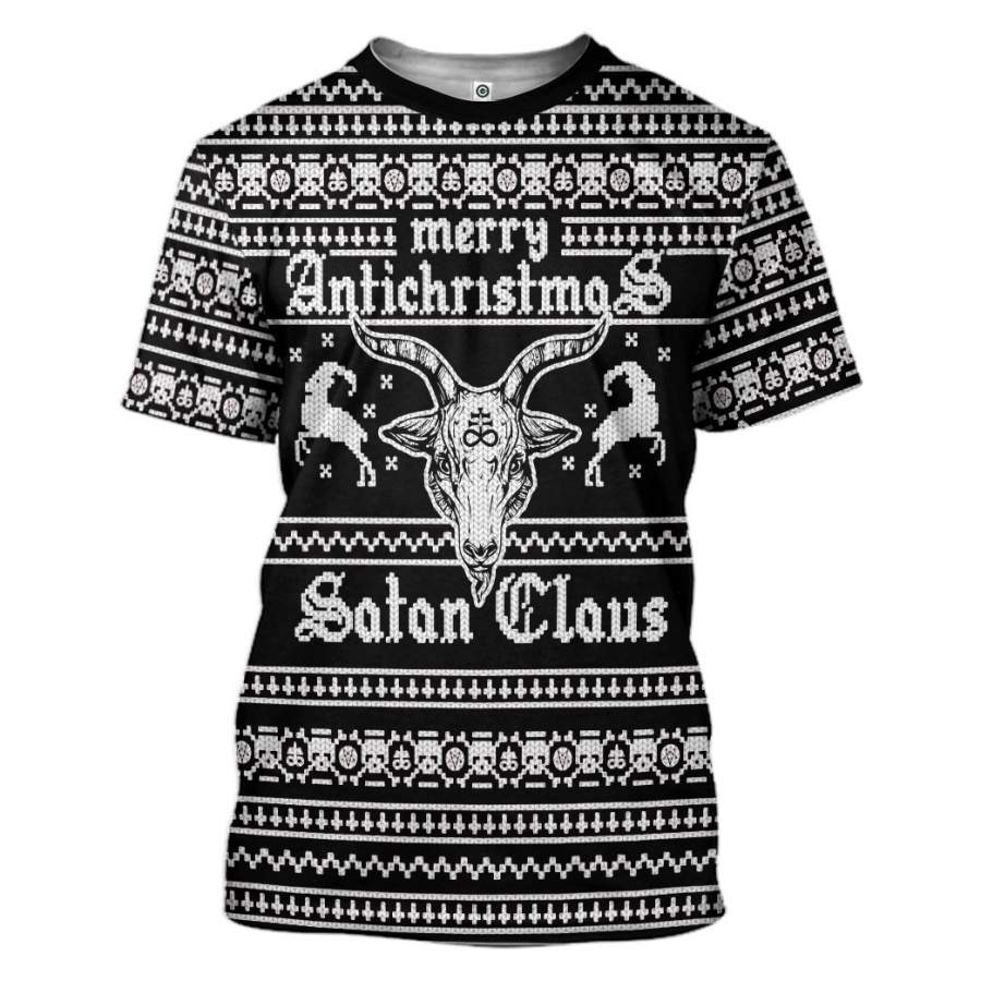 3D Antichristmas Satan Claus Ugly Christmas Sweater Custom Tshirt Apparel