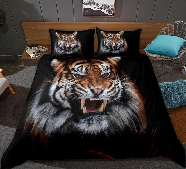 3D Printed Tiger 3 Pieces Quilted Comforter Set