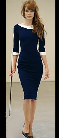 AAMIKAST Free shipping New Top Fashion Womens Pinup Rockabilly Colorblock Bodycon Stretch Shift Wiggle Pencil Knee-Length Dress alx