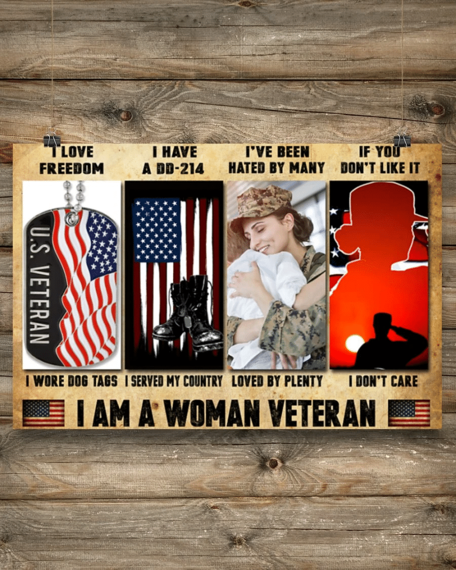 Woman Veteran Poster Canvas – I Dont Care If You Dont Like It Vintage Home Decor Wall Art Evg80841