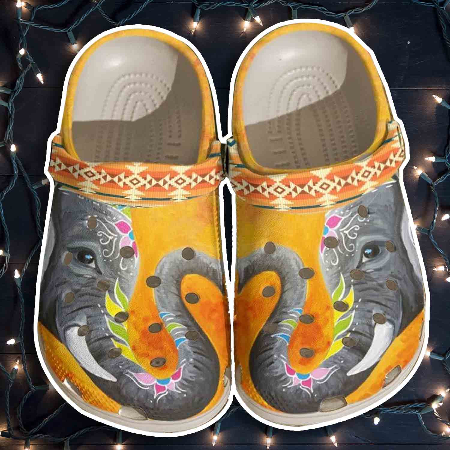 Elephant Artist Croc Shoes – Hippie Crocbland Clog Gifts For Niece – Elephant-Hp55