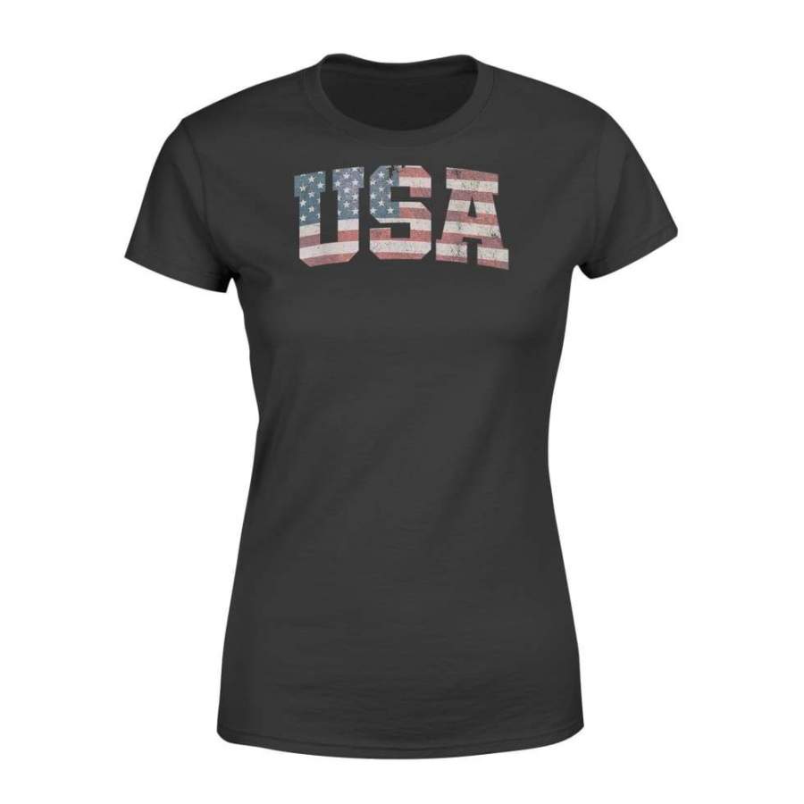 USA T Shirt US Flag Tee Patriodic 4th Of July America Tshirt – Standard Women’s Tee