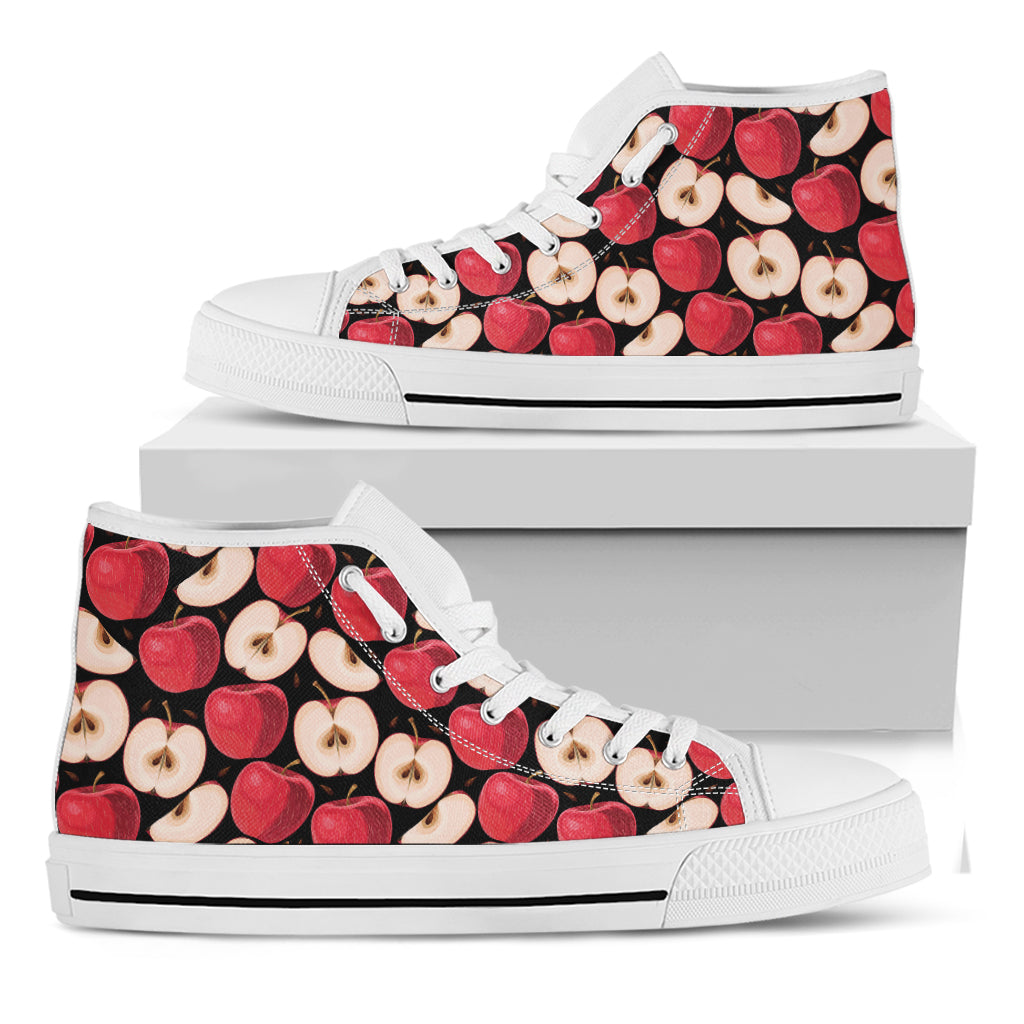 Apple Pattern Print White High Top Shoes