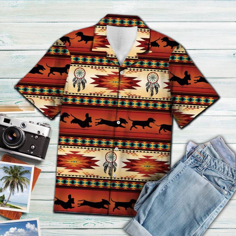 Dachshund Native American Pattern Hawaii Shirt Ha90164