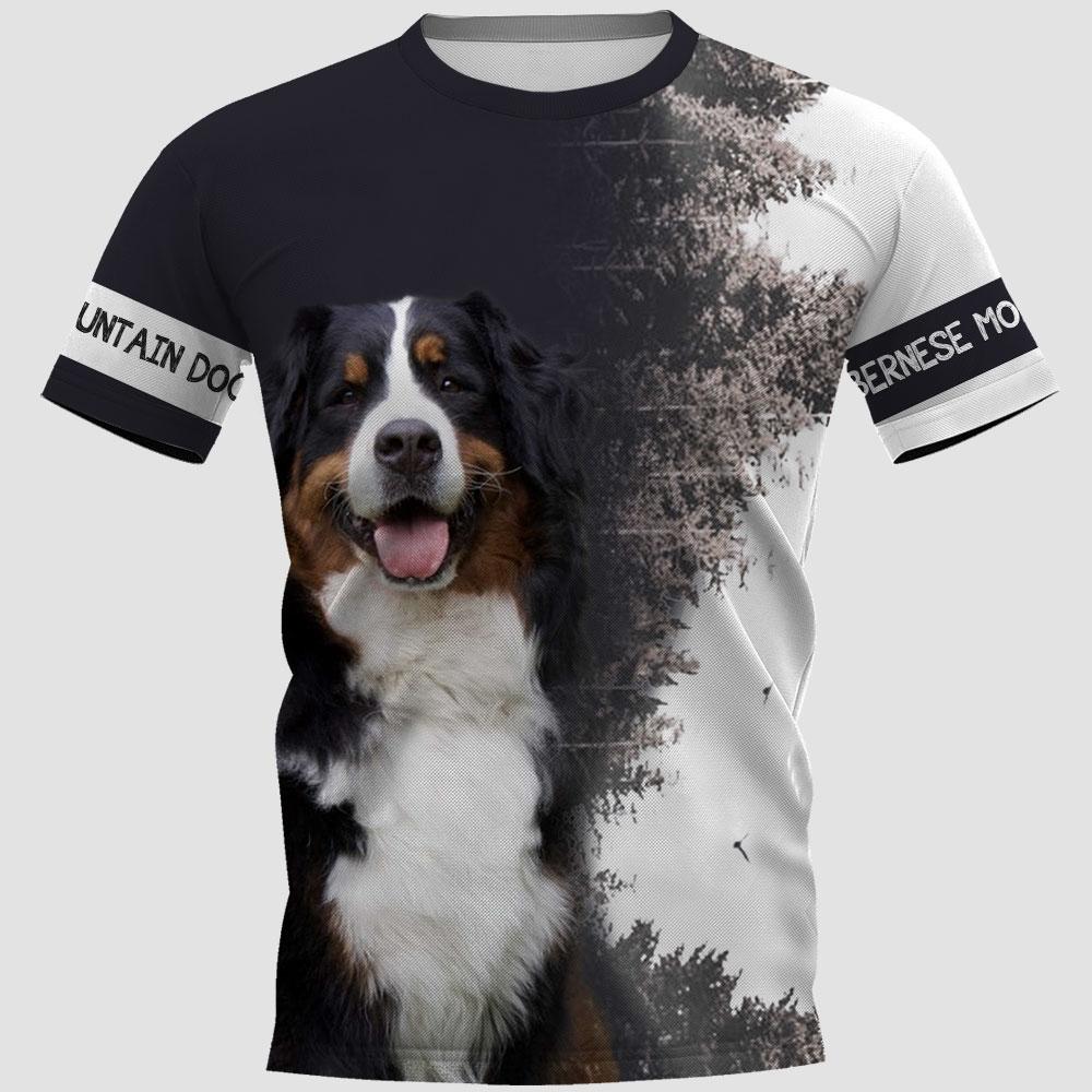 Bernese Mountain Dog Forest 3D Full Printing Zip Hoodie And Unisex Tee