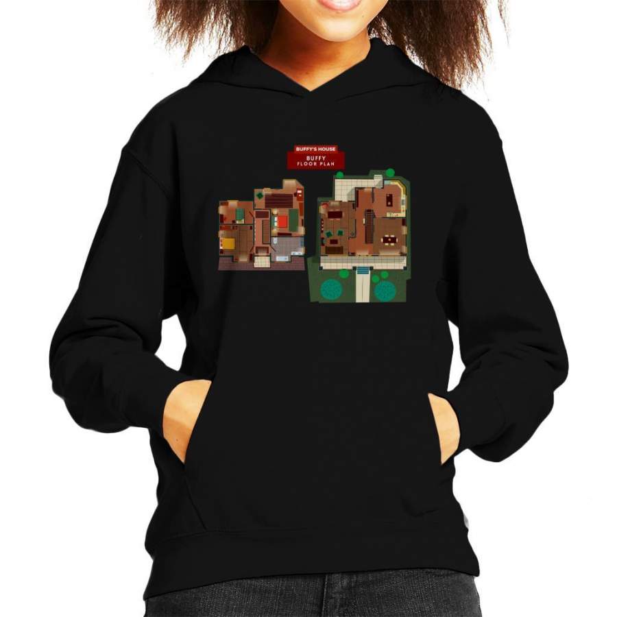 Buffy The Vampire Slayer House Floor Plan Kid’s Hooded Sweatshirt