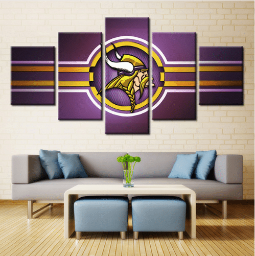 Minnesota Vikings Poster Sport Sport 5 Panel Canvas Art Wall Decor