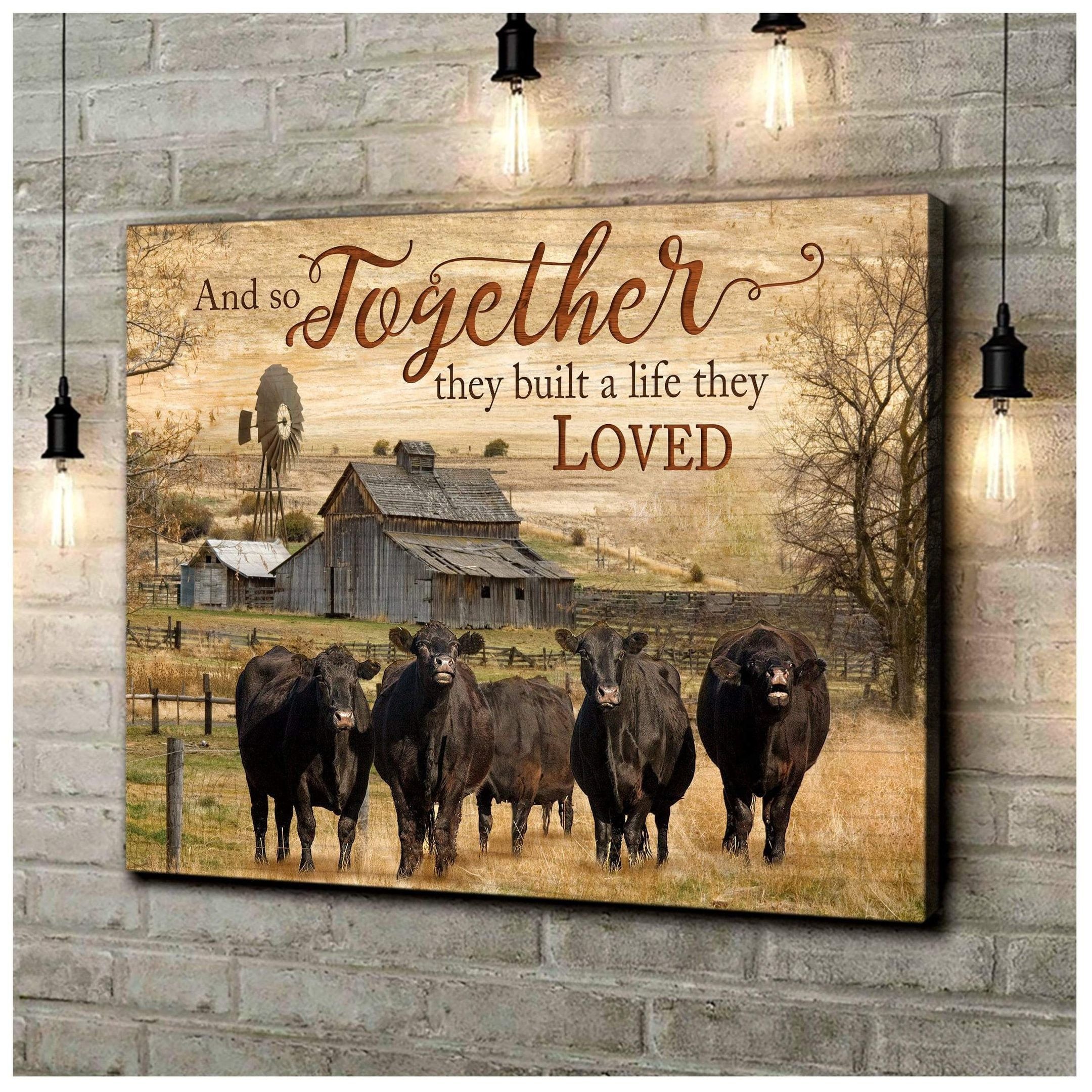 Together Cow Wall Art Canvas Gift For Family, Wall Art Decor, Canvas Print, Home Decor