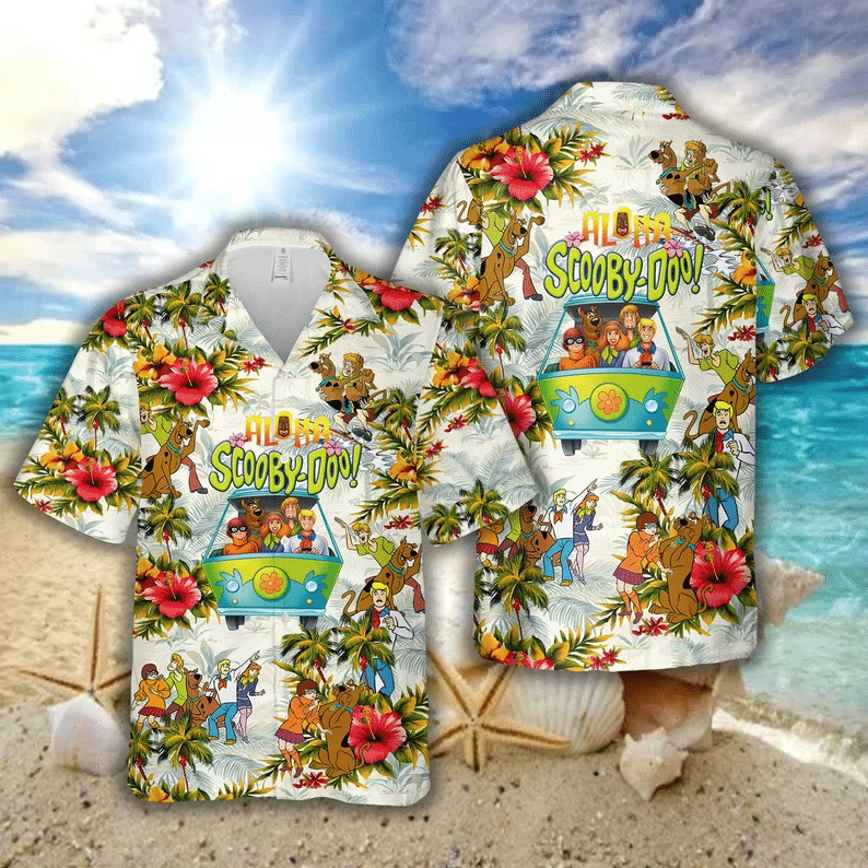 Aloha Scooby Doo Gang Mystery Machine All Over Print Hawaii Shirt White Ha26176