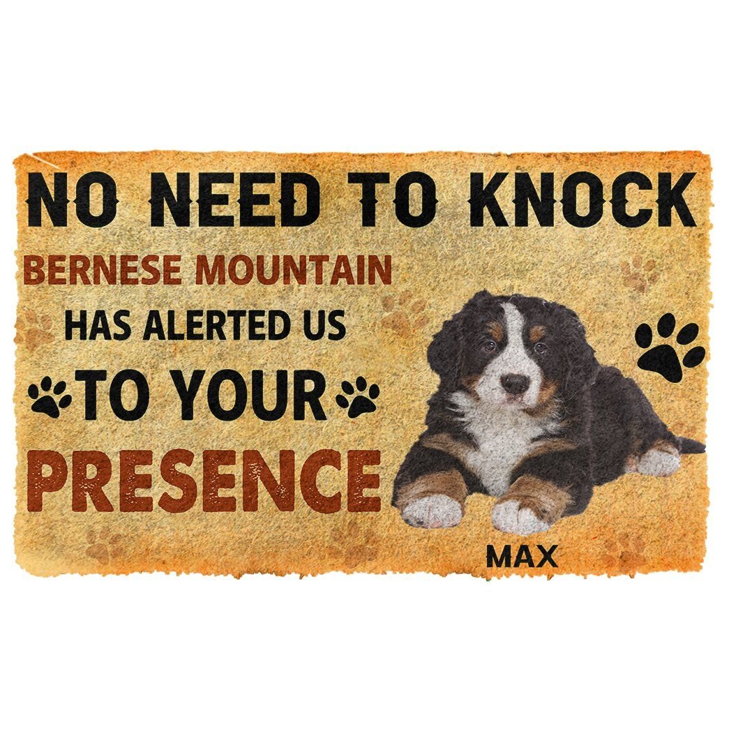 Gearhuman 3D No Need To Knock Bernese Mountain Dog Custom Name Doormat