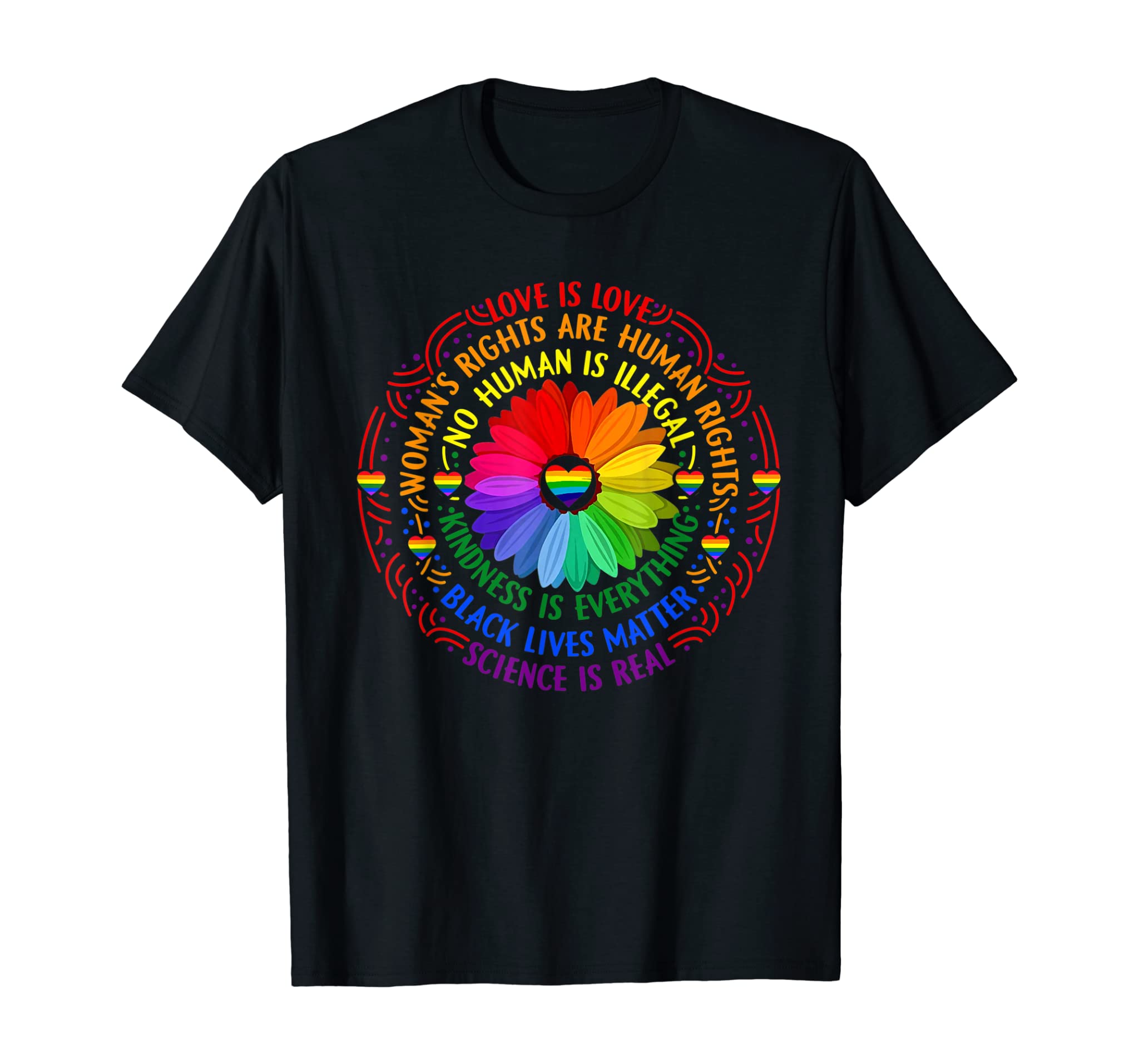 Rainbow Black Lives Matter Science Lgbt Pride Flower T-Shirt