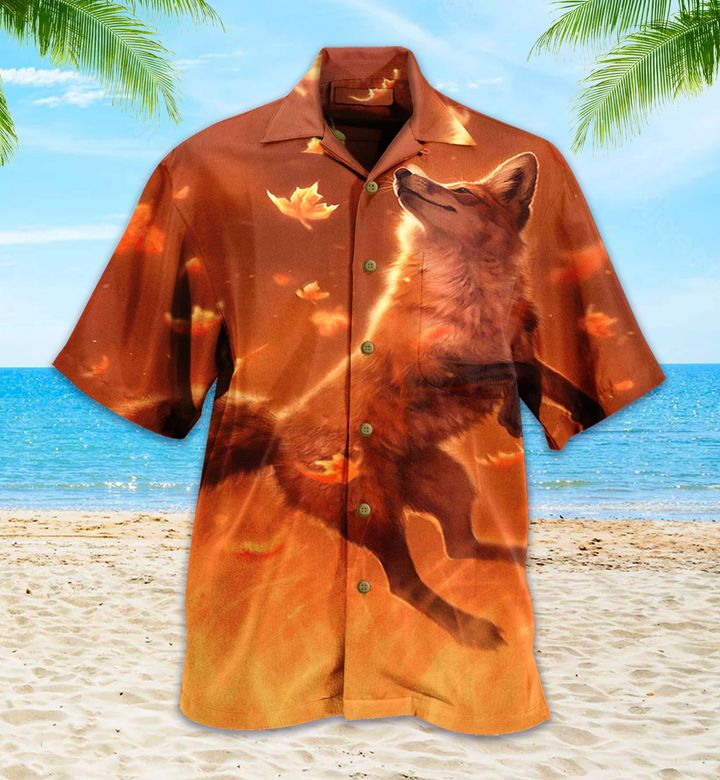 Funny Fox Autumn Orange Hawaii Shirt Ha10027