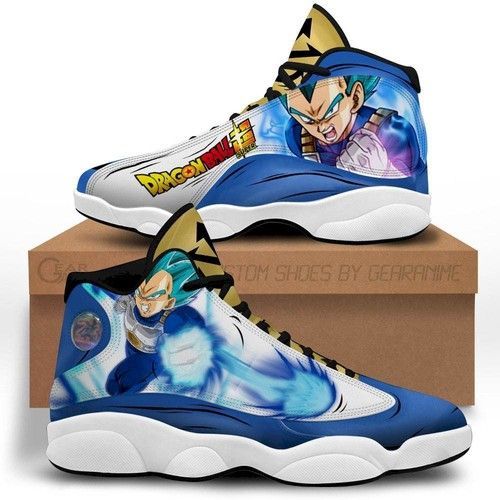 Vegeta Saiyan Blue Jordan 13 Sneakers Dragon Ball Super Anime Shoes JD13 Sneakers Personalized Shoes Design