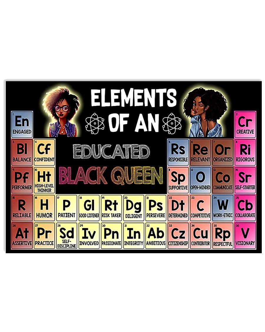 Elements Of An Educated Black Queen Landscape Canvas & Poster Gift For Sutdents Teacher Kids Classroom Decor Wall Art Visual Art