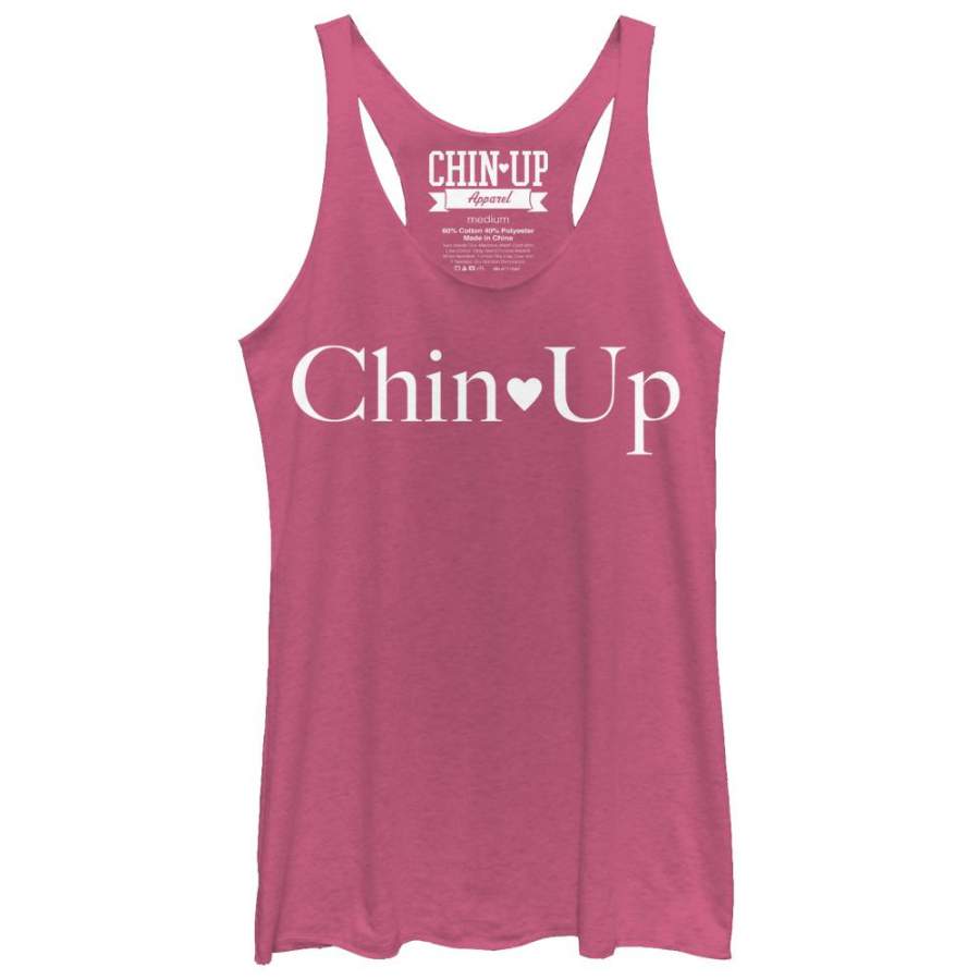 CHIN UP Women’s Timeless Logo  Racerback Tank Pink Heather