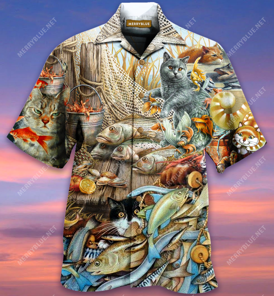 I Go Fishing With My Cat Unisex Hawaii Shirt Ha34264