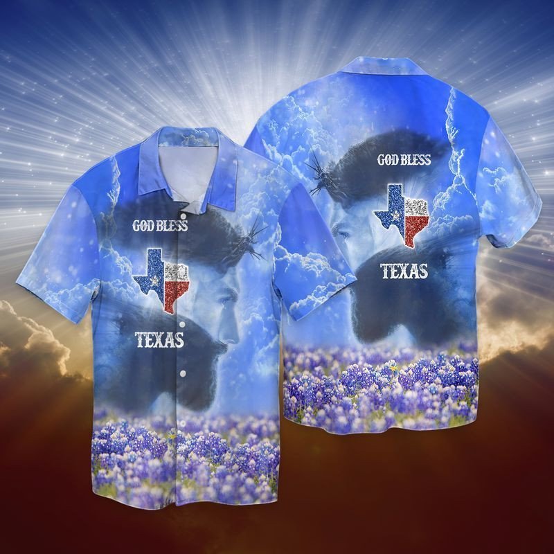 Jesus God Bless Texas For Men And Women Graphic Print Short Sleeve Hawaii Casual Shirt Ha3419