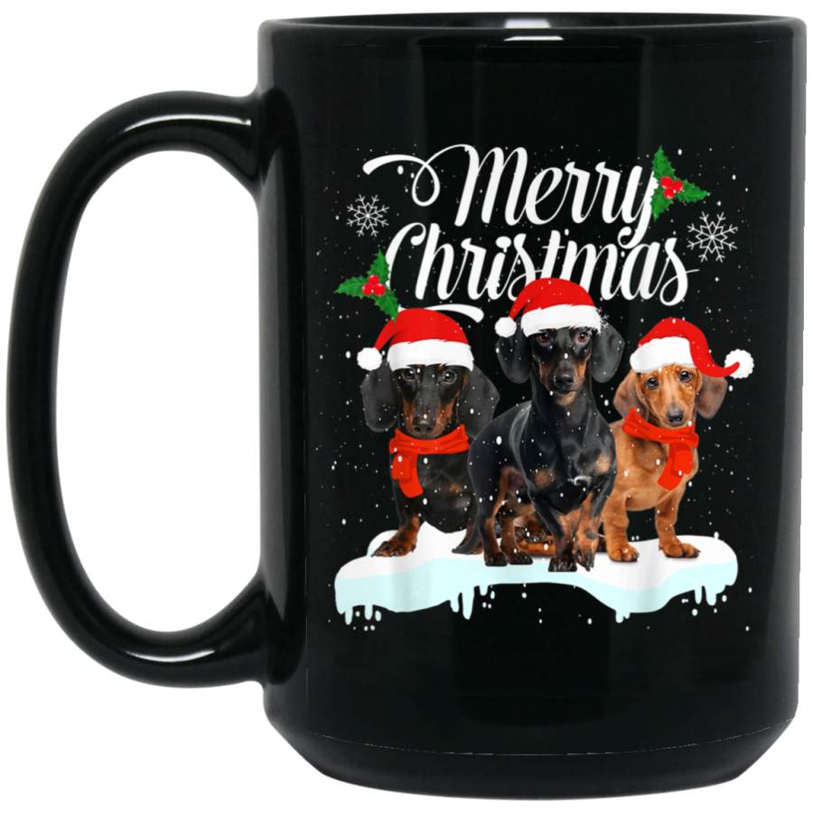 Merry Christmas Dachshund Dog Owner Puppy Mom 11 oz 15 oz ...