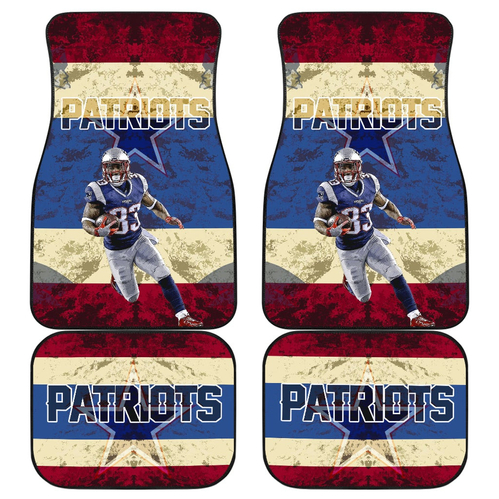 New England Patriots American Football Team Dwayne Allen Holding Rugby Ball And Running Car Floor Mats