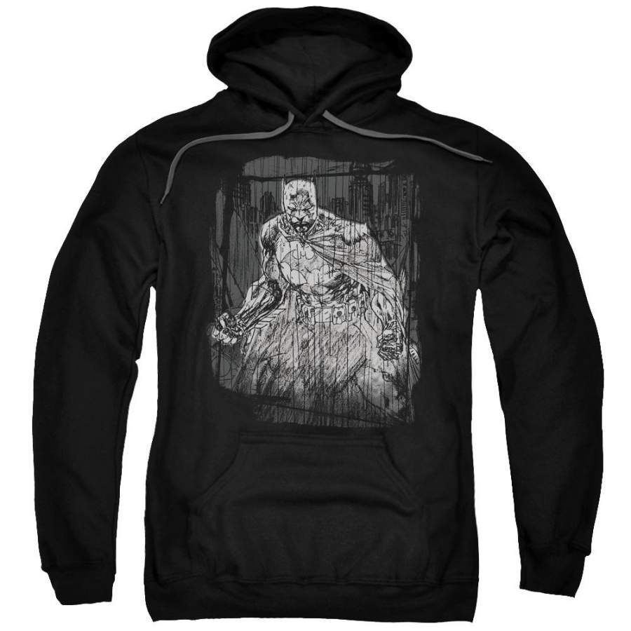 Batman – Pencilled Rain Adult Pull Over Hoodie