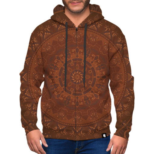 Big Elephants Mandala – Warm Zip-Up Hoodie