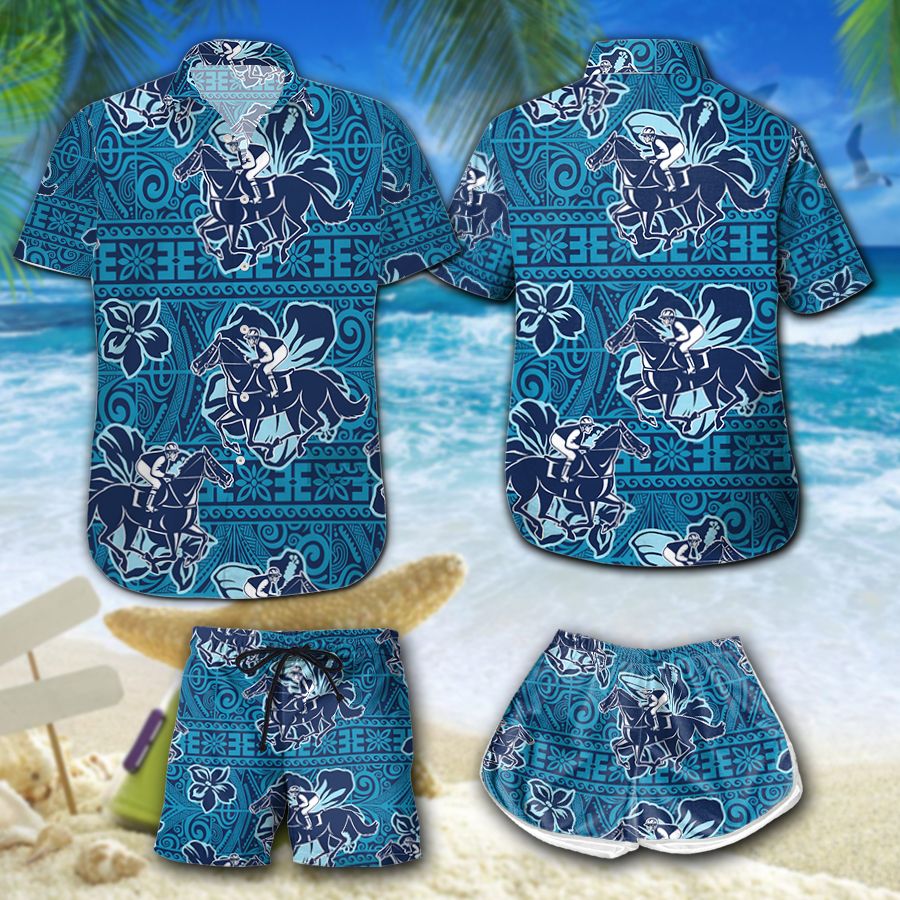 Blue Horse Racing Hawaii Set Summer Holiday Ha2452