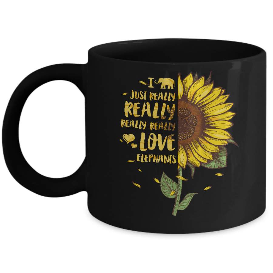 I Just Really Really Love Elephants Sunflower Mug