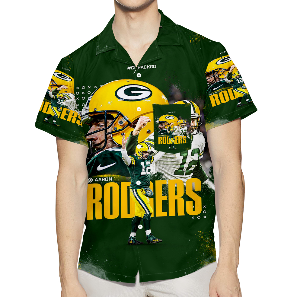 Green Bay Packers Aaron Jones No12 V2 3D All Over Print Summer Beach Hawaiian Shirt With Pocket