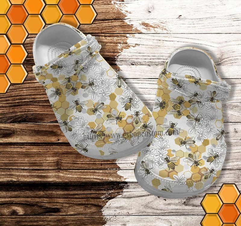 Bee Girl Vintage Croc Shoes Gift Mother Day- Bee Kind Hippie Shoes Croc Clogs