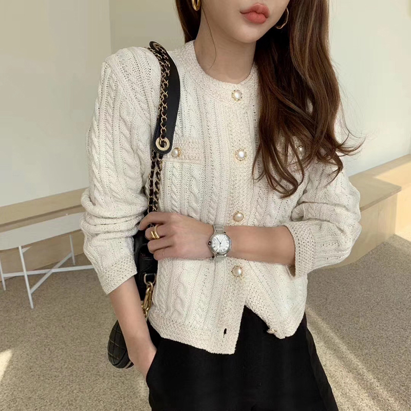 2021 Winter Women Cardigans Sweater Coats black Twist Sweater Tops Casual Single Breasted Knitted Sweater Tops alx