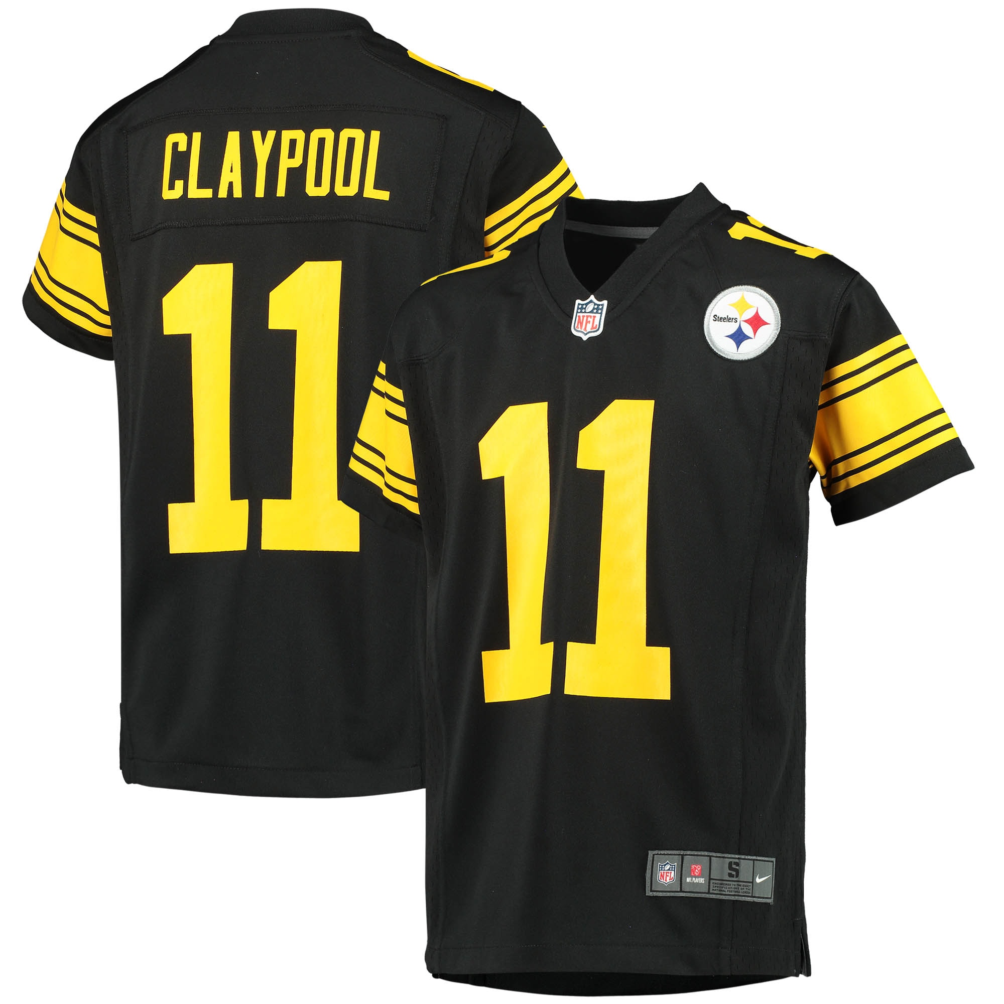 Youth Pittsburgh Steelers Chase Claypool Black Alternate Player Game Jersey