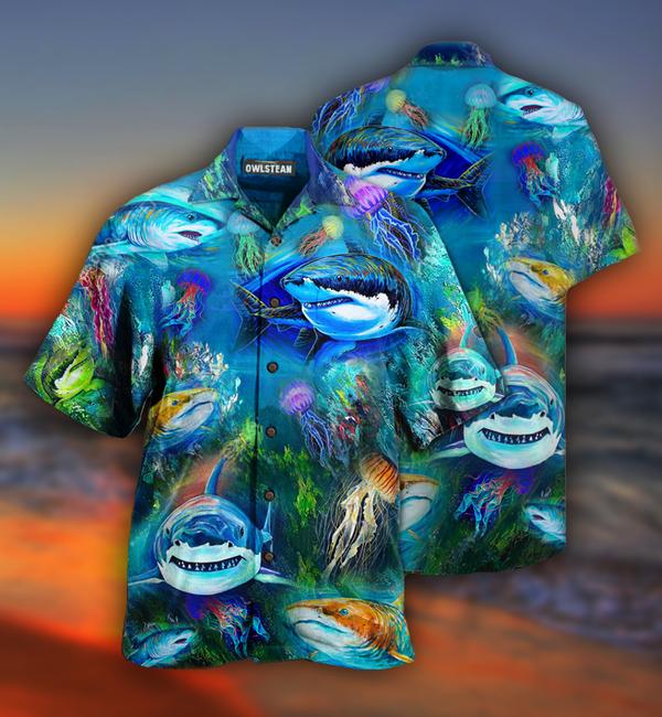 Shark Over Sea Awesome Limited Edition – Hawaiian Shirt – Hawaiian Shirt For Men, Hawaiian Shirt For Women, Aloha Shirt