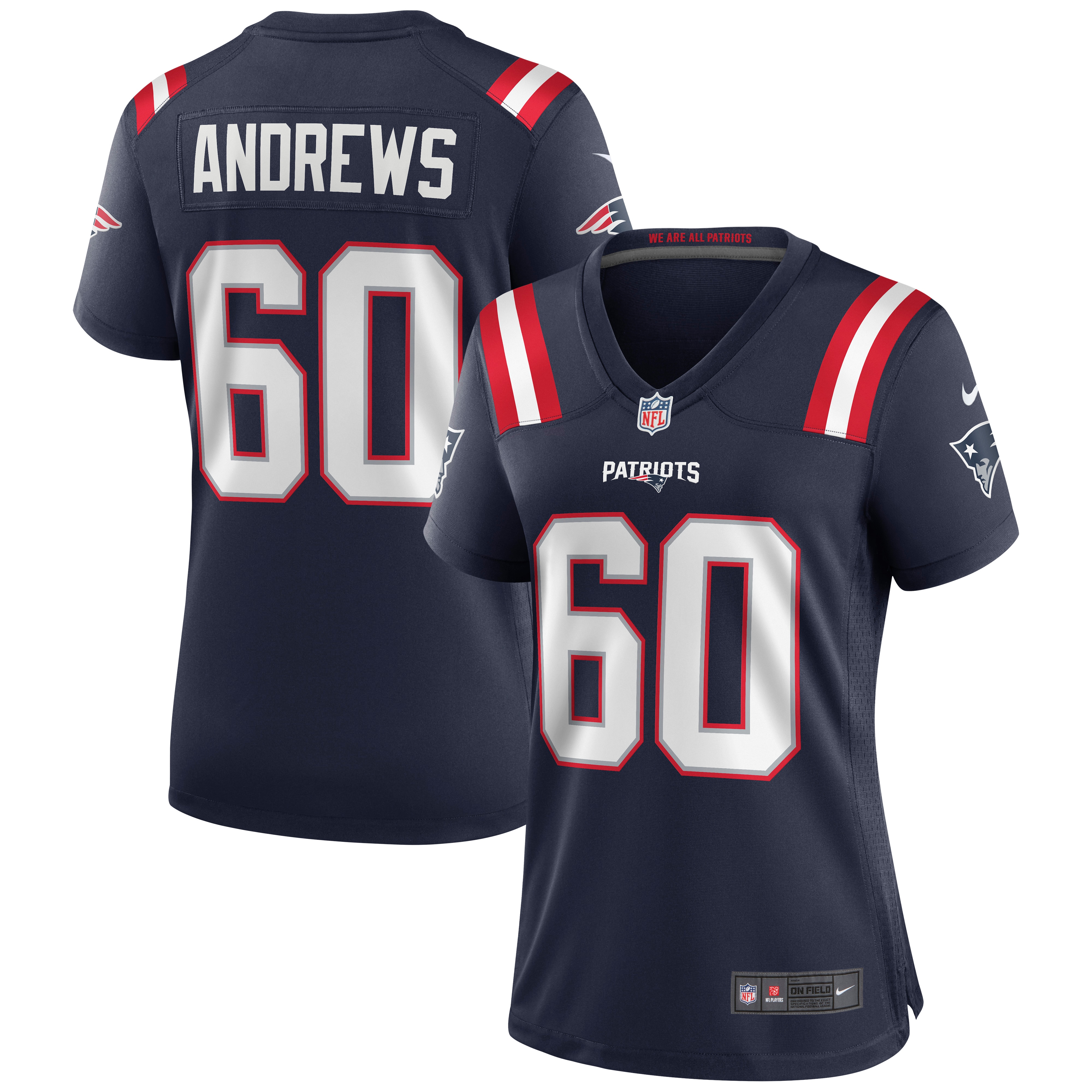 Women’s New England Patriots David Andrews Navy Game Jersey