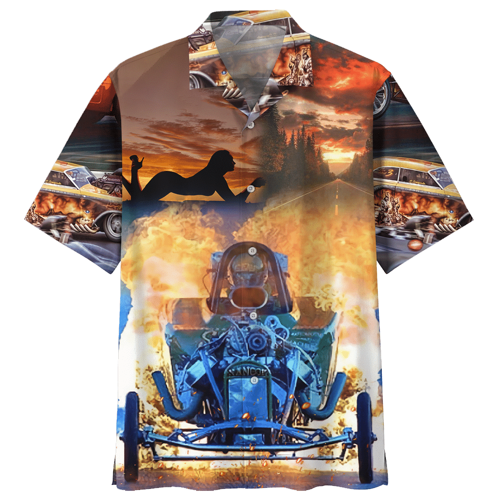 Hot Rod Hawaii Shirt Girl Silhouette Fire Aloha Ha4292