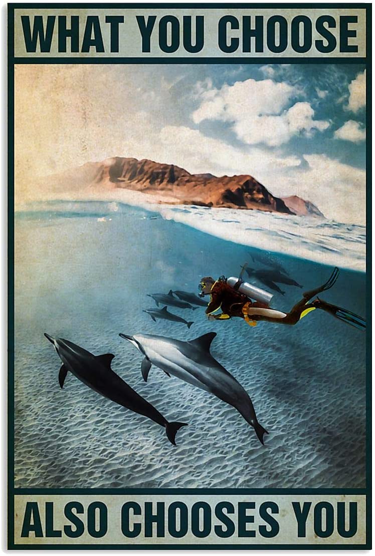 Vintage Diving What You Choose Also Choose You Poster Art Print      Home Decor Gift For Men Women Family Frd On Birthday Xmas