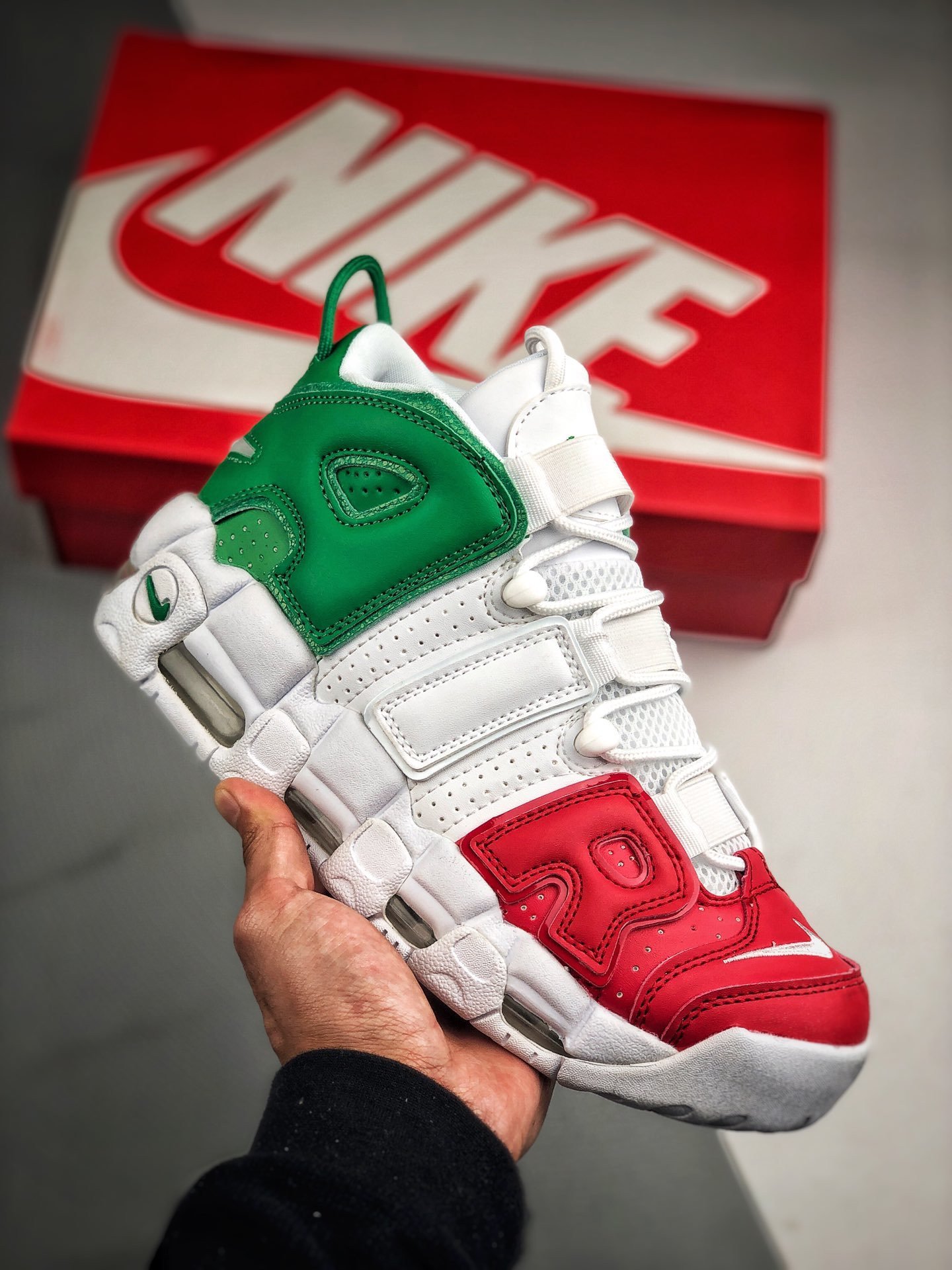 Nike Air More Uptempo Italy University RedLucid Green-White 5338691