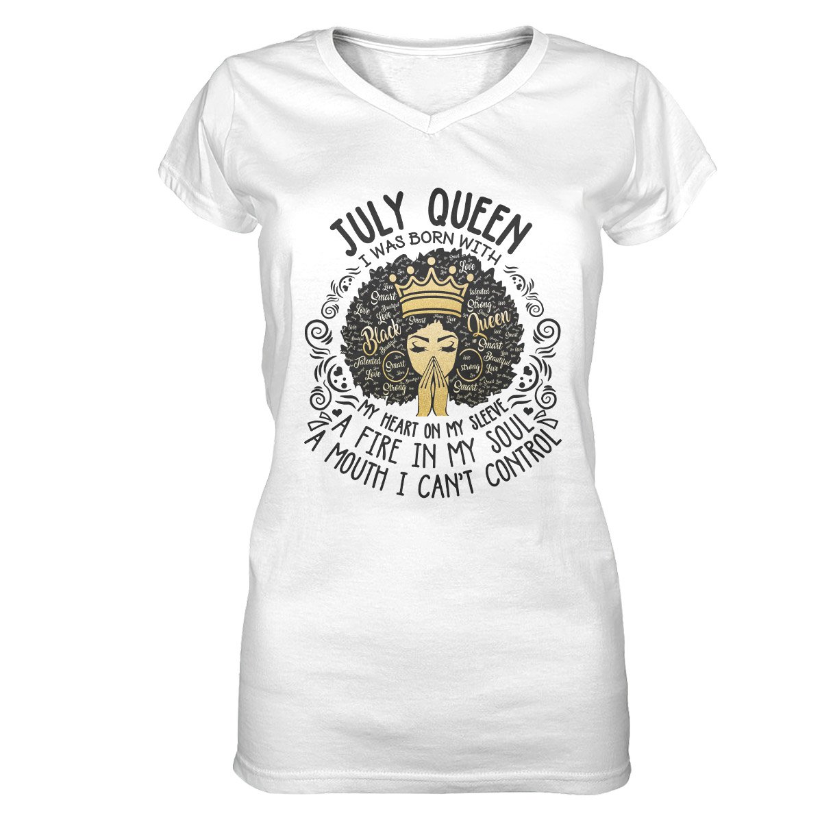 July Black Queen My Heart On My Sleeve Ver B Ez07 2909 Women V-Neck T-Shirt