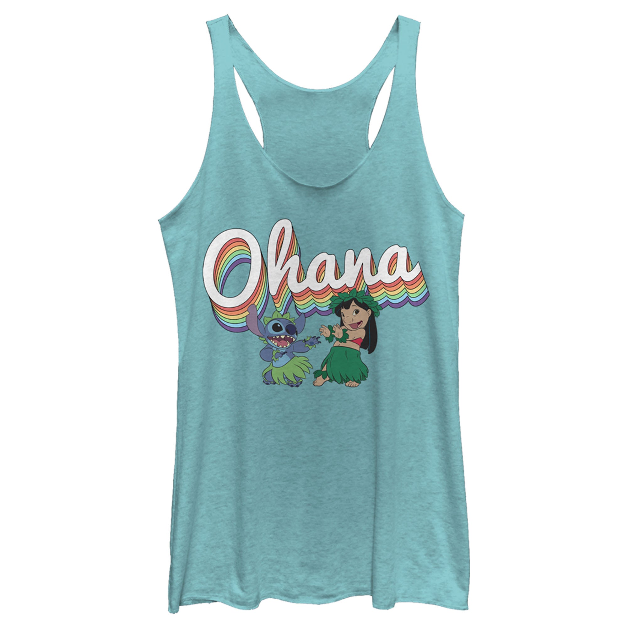 Women’S Lilo & Stitch Rainbow Ohana Hula Dance Racerback Tank Top