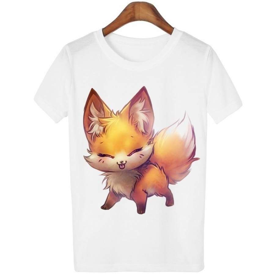 New 2017 Fox Animal Print T-Shirt Women Tops Tee Shirt Femme Summer Fahsion