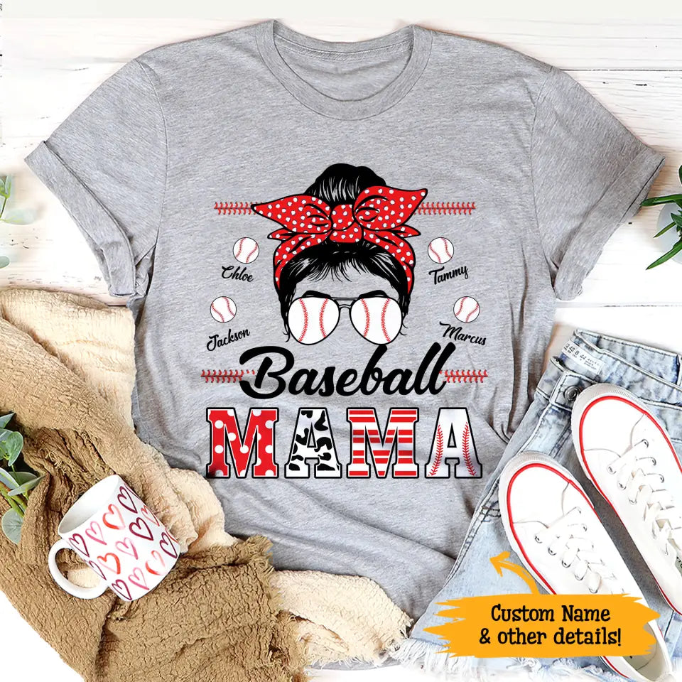 Baseball Mama Gift For Mom Sport Mom Custom Kid’S Name Personalized Mother’S Day Shirt Long Sleeve Hoodie